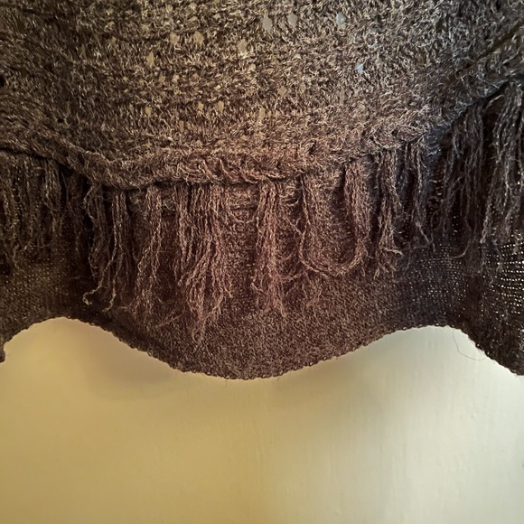 JohnPaulRichard Shawl Collar Fringe Grey Cocoon Sweater with Mandala Back-NWT - Picture 4 of 6
